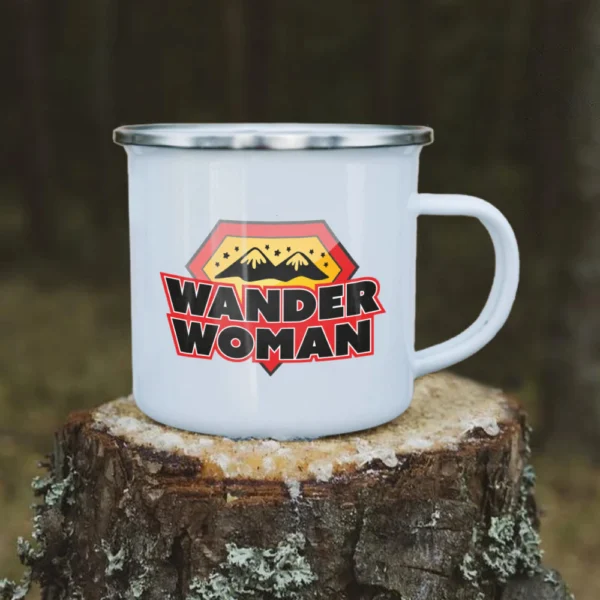 Emaille Tasse Wandern „Wander Woman“