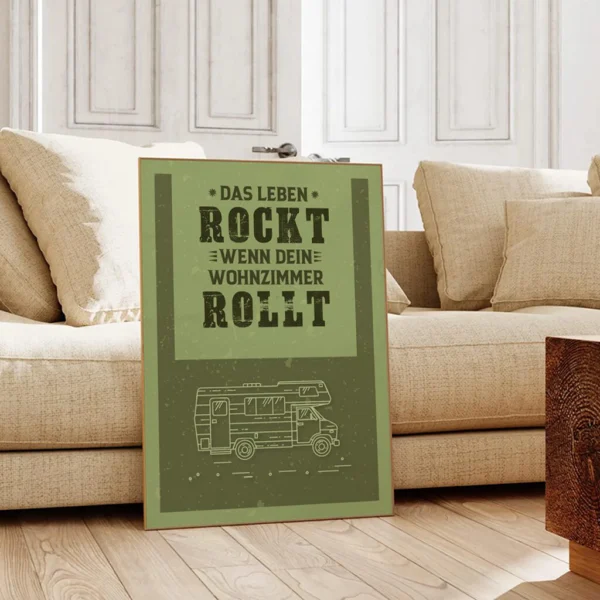 Camping Poster | Wandbild  "Rolling Home" mit Spruch| Artwork für Camping Fans – Bild 5