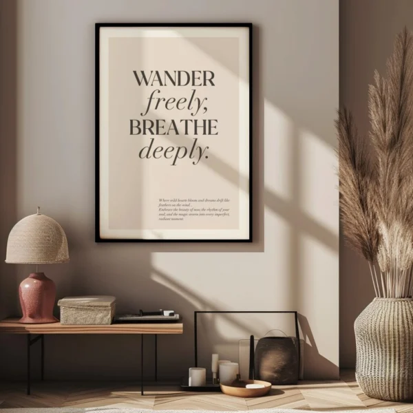 Boho Wandbild | Poster „Wander Freely, Breathe Deeply“ | Boho Stil – Bild 2