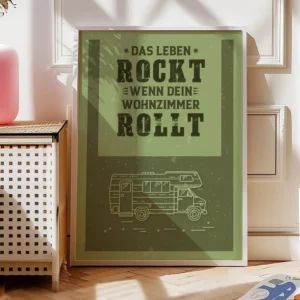 Camping Poster | Wandbild  "Rolling Home" mit Spruch| Artwork für Camping Fans