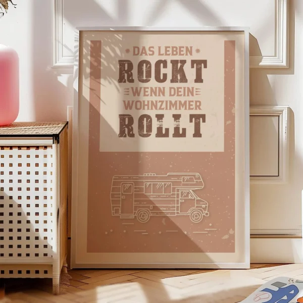 Camping Poster | Wandbild  "Rolling Home" mit Spruch| Artwork für Camping Fans – Bild 3