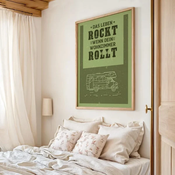 Camping Poster | Wandbild  "Rolling Home" mit Spruch| Artwork für Camping Fans – Bild 6