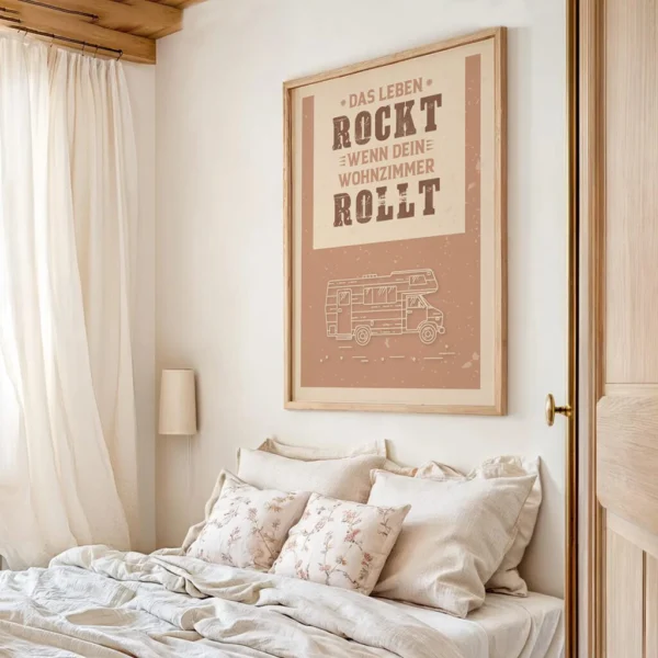 Camping Poster | Wandbild  "Rolling Home" mit Spruch| Artwork für Camping Fans – Bild 7