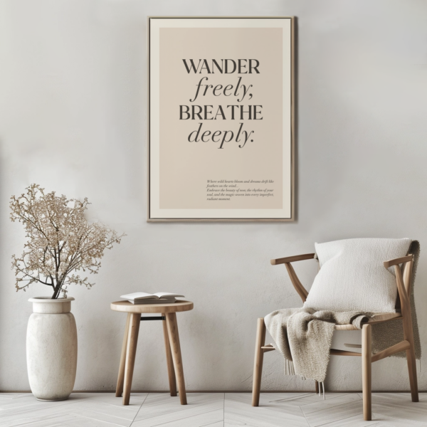 Boho Wandbild | Poster „Wander Freely, Breathe Deeply“ | Boho Stil – Bild 3