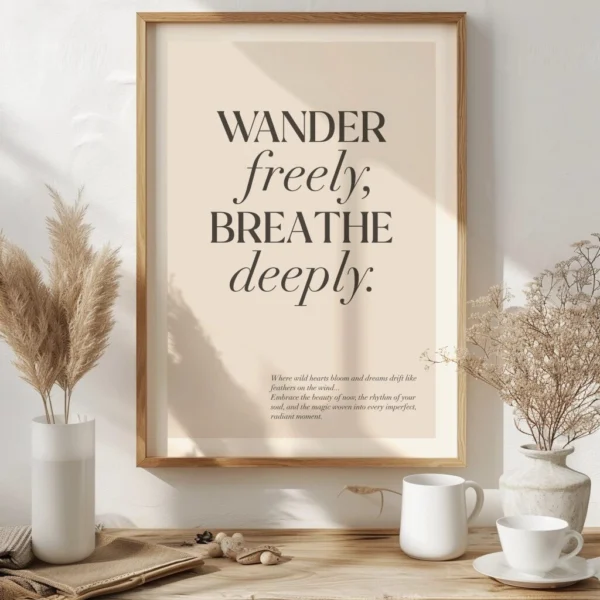 Boho Wandbild | Poster „Wander Freely, Breathe Deeply“ | Boho Stil – Bild 6