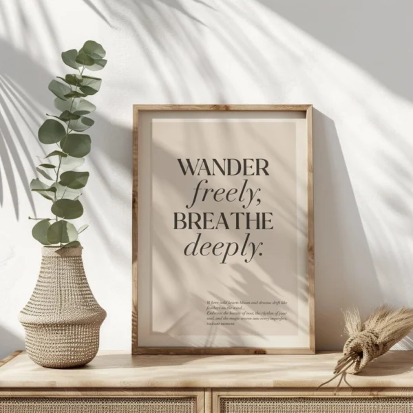 Boho Wandbild | Poster „Wander Freely, Breathe Deeply“ | Boho Stil