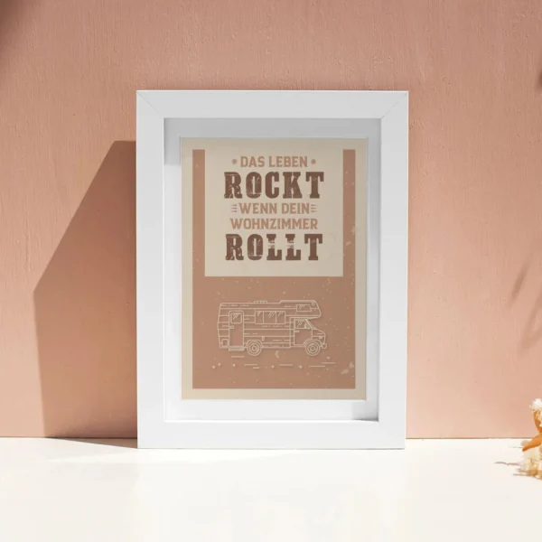 Camping Poster | Wandbild  "Rolling Home" mit Spruch| Artwork für Camping Fans – Bild 12