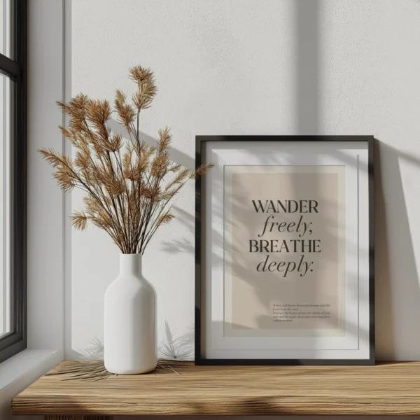 Boho Wandbild | Poster „Wander Freely, Breathe Deeply“ | Boho Stil – Bild 3