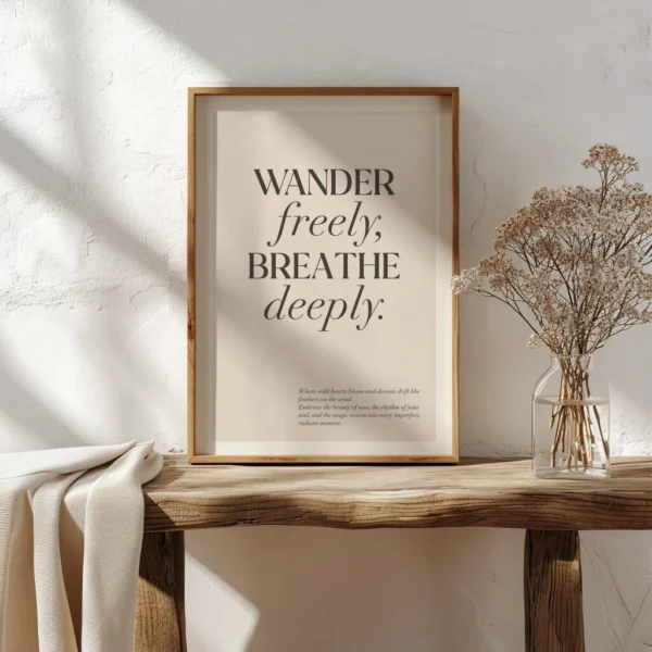 Boho Wandbild | Poster „Wander Freely, Breathe Deeply“ | Boho Stil – Bild 5