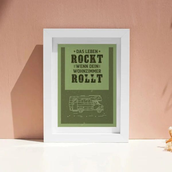 Camping Poster | Wandbild  "Rolling Home" mit Spruch| Artwork für Camping Fans – Bild 13