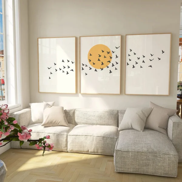 Wandbild Boho Stil I "Triptychon" – Dreiteiliges Set für natürliche Harmonie