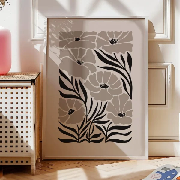 Boho Wandbild | Poster „Black Bloom“ | Wandbild Wandern