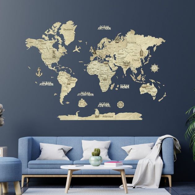 leere-wand-welt-karte-Leere Wände kreativ gestalten