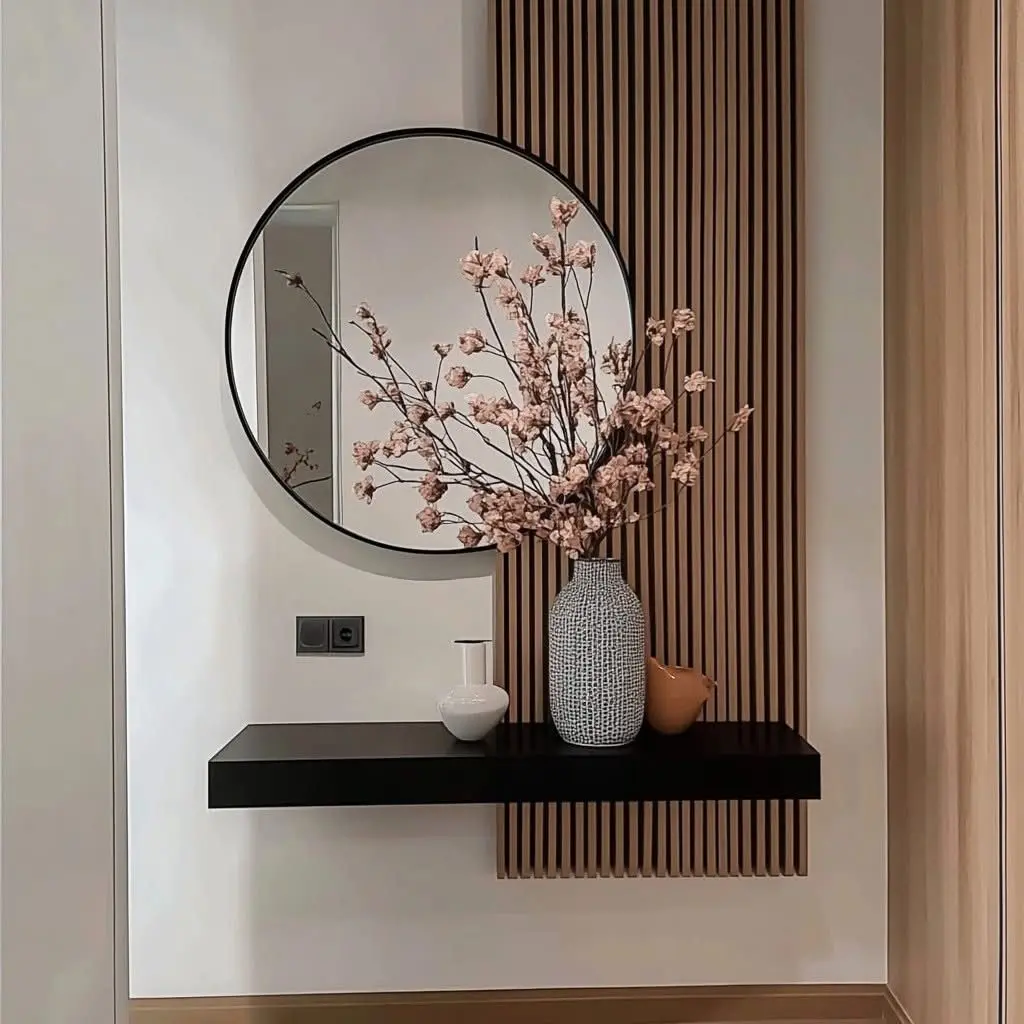 runder-spiegel-weisse-wand-Leere Wände kreativ gestalten