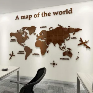 wanddeko-weltkarte-braun-Leere Wände kreativ gestalten