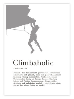 Klettern-Poster-'Climbaholic-–-Definition'-titelbild