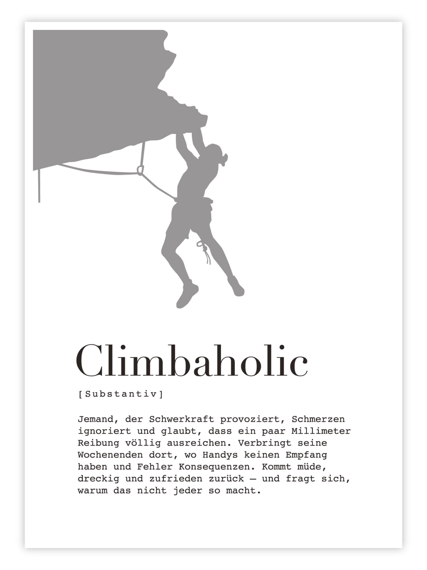 Klettern-Poster-'Climbaholic-–-Definition'-titelbild