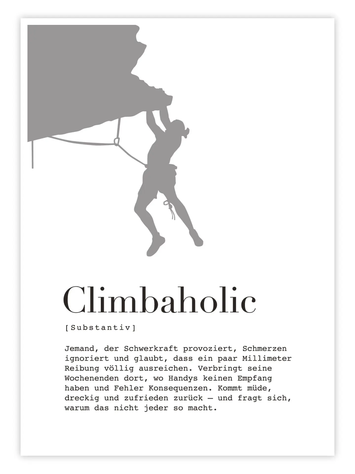 Klettern-Poster-'Climbaholic-–-Definition'-titelbild