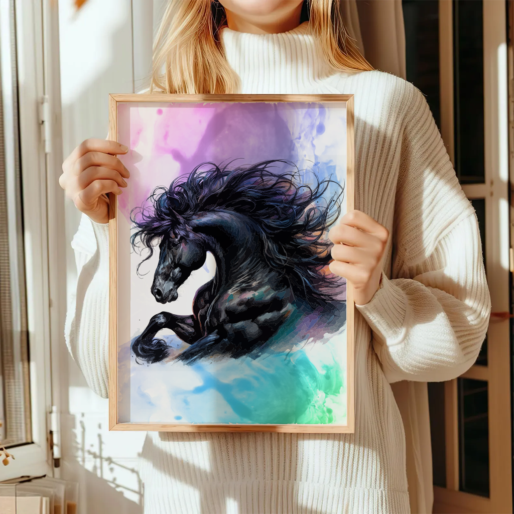 Pferde Poster "Midnight Surge" 5 Pferde Poster Midnight Surge16-A3-2