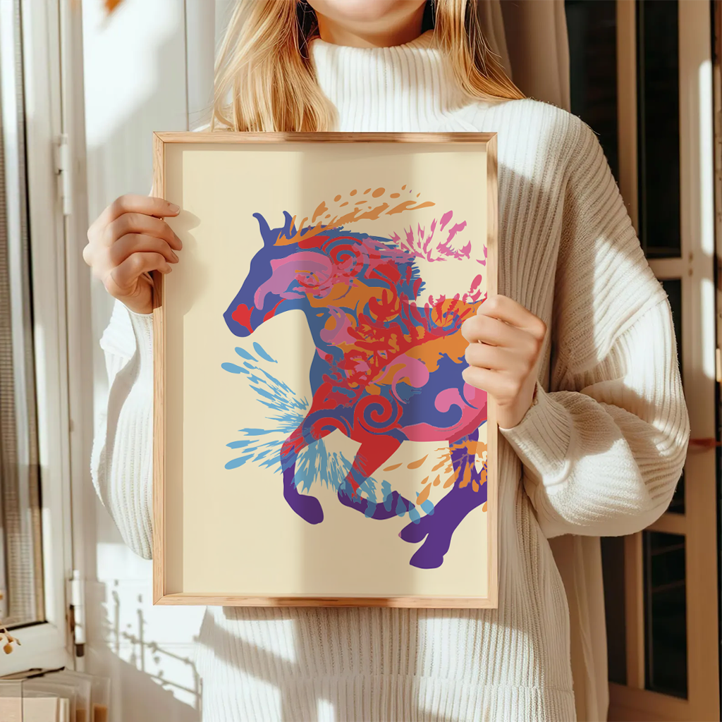 Pferde Poster "Wild Colors" 5 Pferde Poster Wild Colors4-A3-2