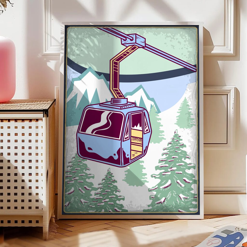 Ski Poster “Mountain Lift Ride”