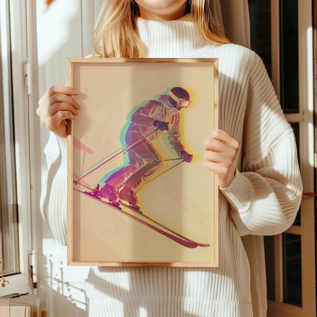 Ski Poster "Neon Descent" 4 Ski Poster Neon Descent6-A3-2