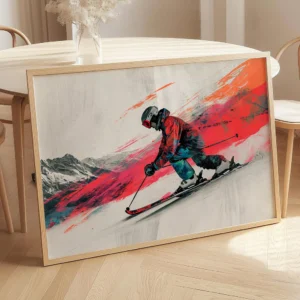 Ski Poster Red Line Descent9-A1-2