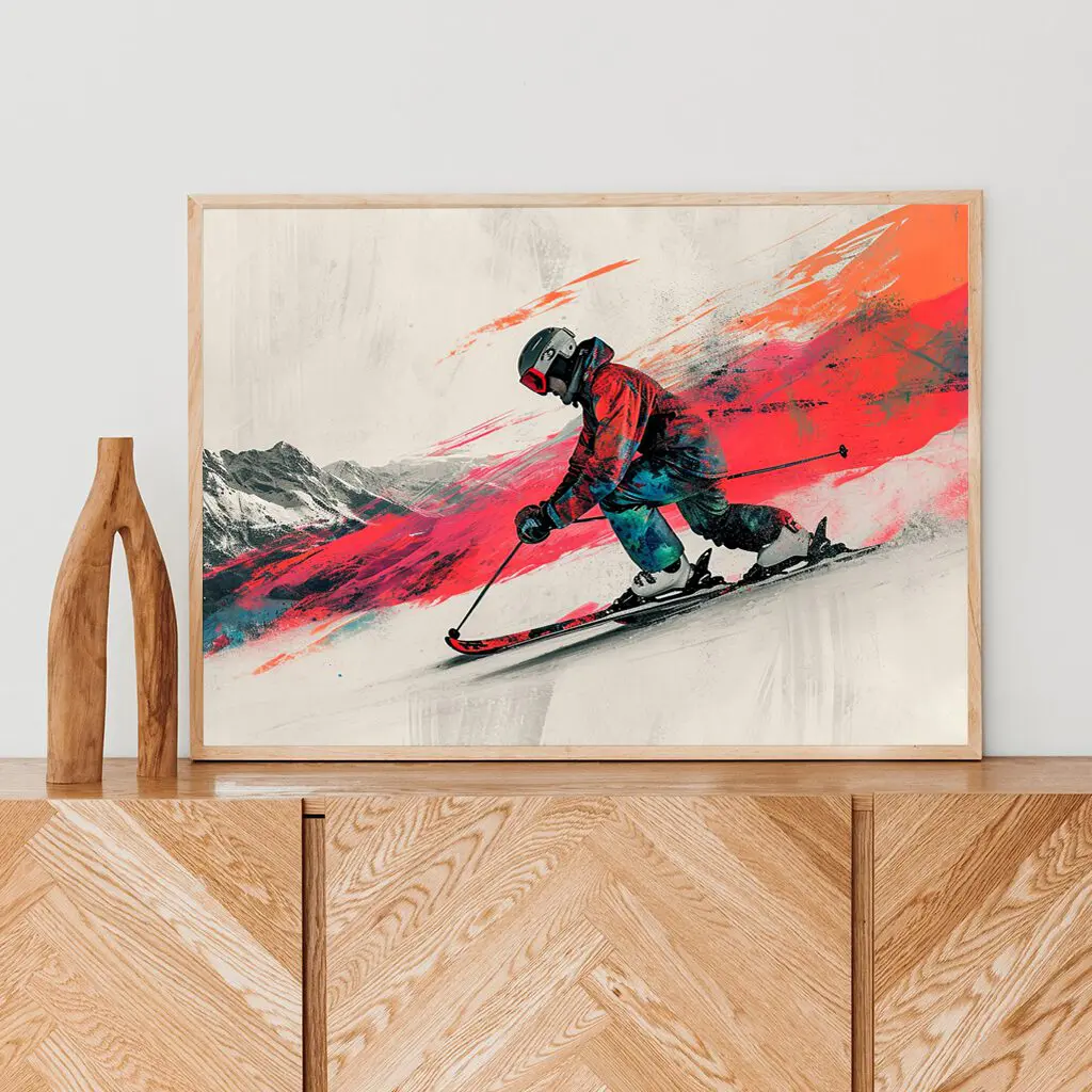 Ski Poster "Red Line Descent" 2 Ski Poster Red Line Descent9-A1