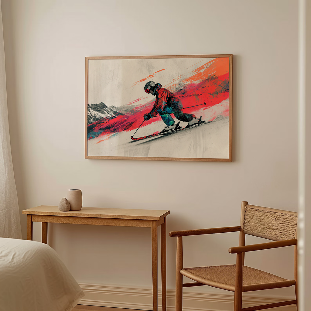 Ski Poster "Red Line Descent" 3 Ski Poster Red Line Descent9-A2