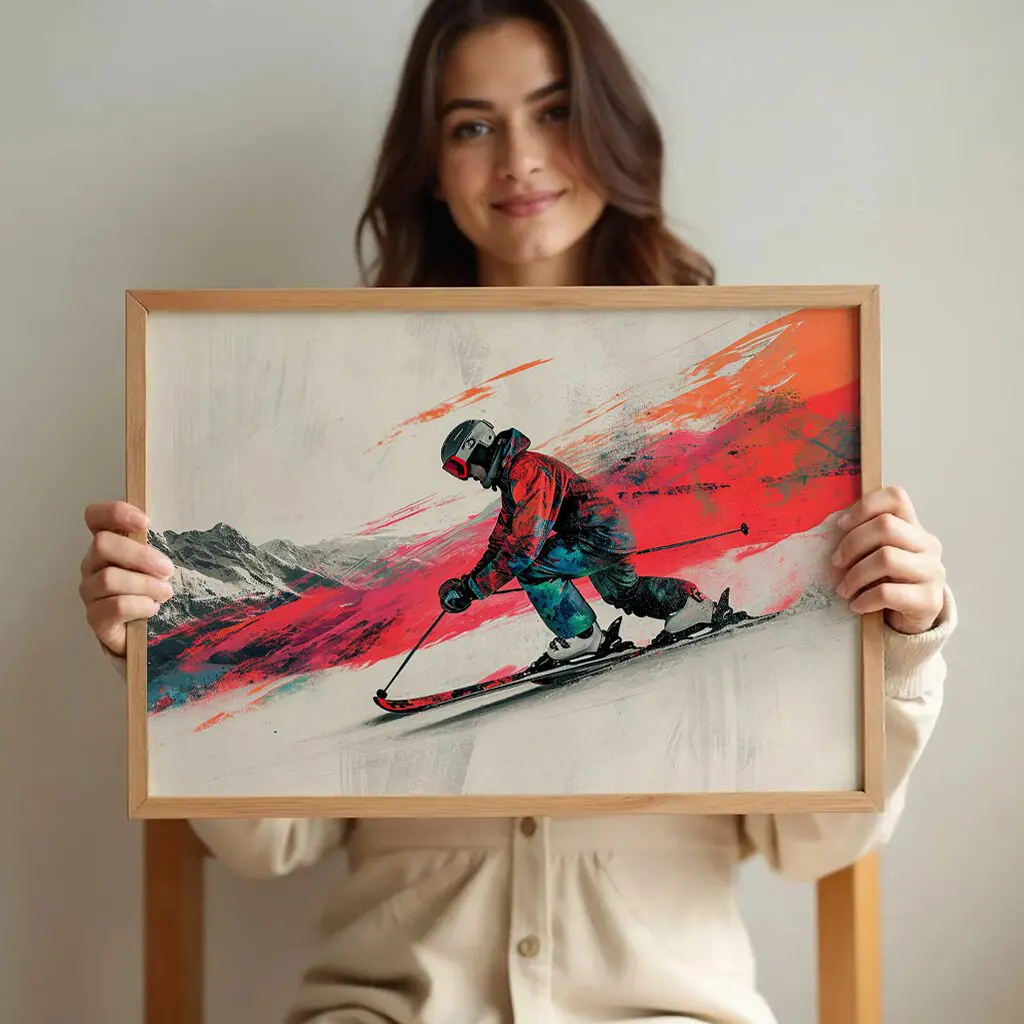 Ski Poster "Red Line Descent" 4 Ski Poster Red Line Descent9-A3-2