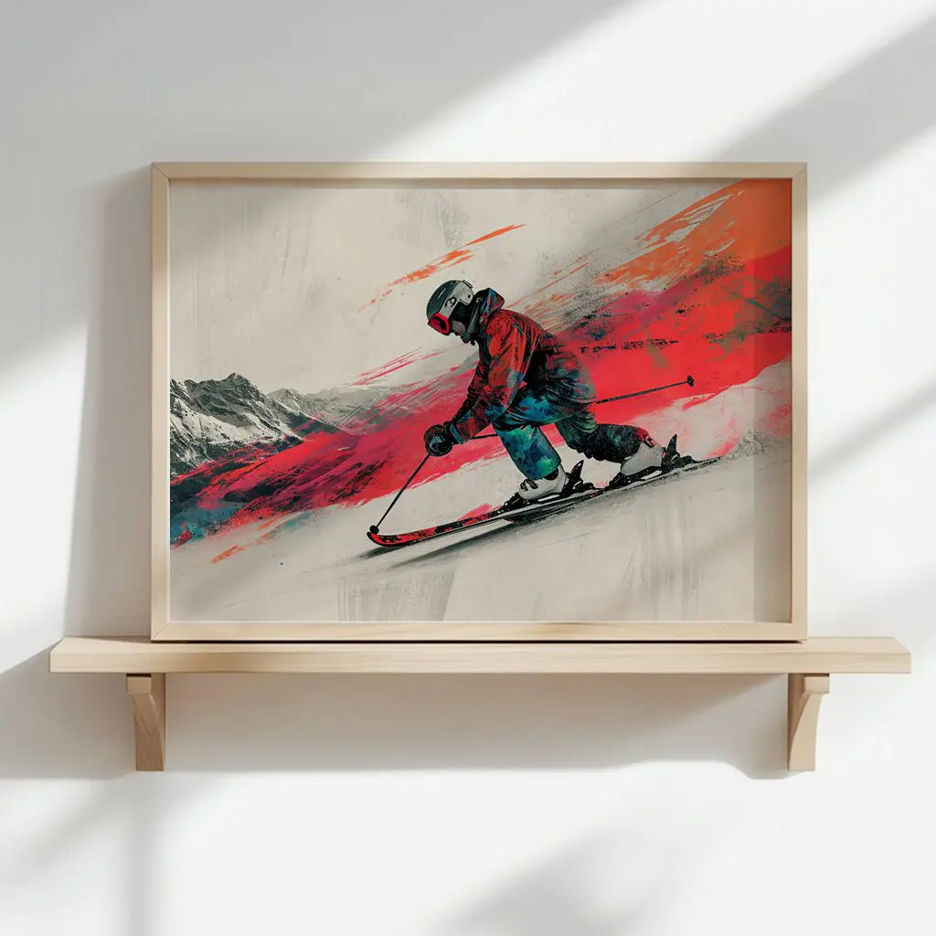 Ski Poster "Red Line Descent" 5 Ski Poster Red Line Descent9-A3