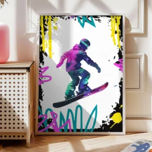 Snowboard Poster „Neon Ride"
