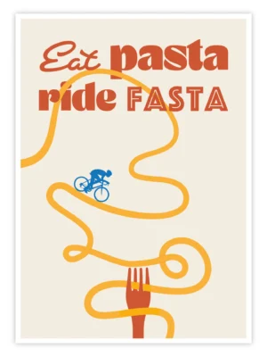 Fahrrad-Poster-„Eat-Pasta-Ride-Fasta“-titelbild