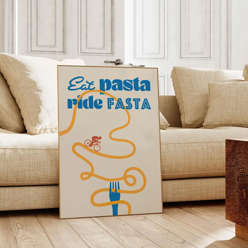 Fahrrad Poster „Eat Pasta Ride Fasta“ 2 Fahrrad Poster „Eat Pasta Ride Fasta“053_A1-2-Blue