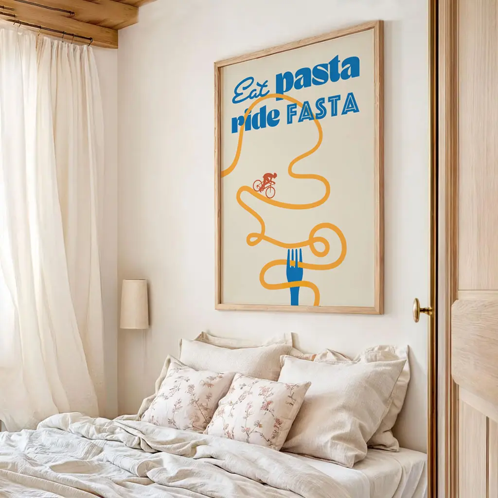 Fahrrad Poster „Eat Pasta Ride Fasta“ 4 Fahrrad Poster „Eat Pasta Ride Fasta“053_A2-Blue