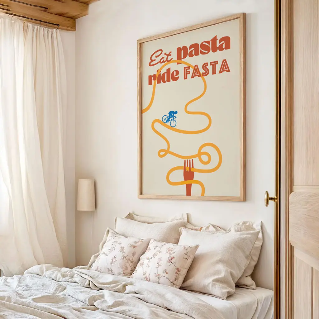 Fahrrad Poster „Eat Pasta Ride Fasta“ 5 Fahrrad Poster „Eat Pasta Ride Fasta“053_A2-Orange