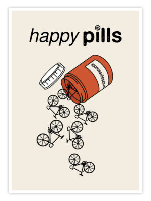 Fahrrad-Poster-„Happy-Pills“-titelbild