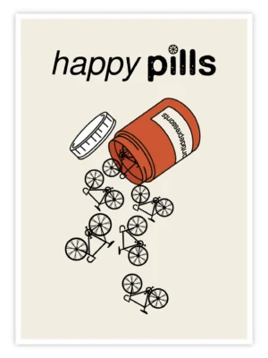 Fahrrad-Poster-„Happy-Pills“-titelbild