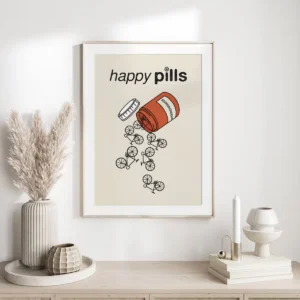 Fahrrad Poster „Happy Pills“054_A4-Orange