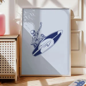 Surf Poster "Skelett-Surfer Illustration"